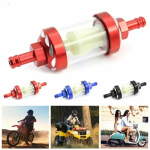 Universal Petrol Inline Fuel Filter Dirt Motorcycle Part Fit 8mm Pipes Red- - Picture 1 of 12