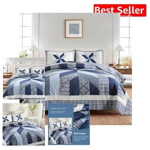 Elegant Handmade King Bedspread Set - Boho Patchwork Comfort for All Seasons - Afbeelding 1 van 8