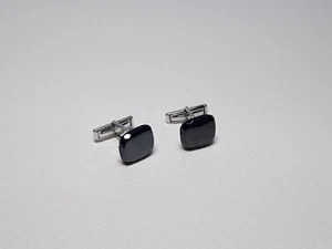Vintage USSR Mens Cufflinks Rare Soviet Ornament Blаck Old Original Rarity - Picture 1 of 12