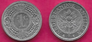 NETHERLANDS ANTILLES 1 CENT 1998 XF ORANGE BLOSSOM WITHIN CIRCLE,VALUE WITHIN C - Picture 1 of 1
