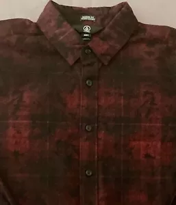 Men's VOLCOM Red Black Abstract Plaid Flannel Shirt Small S NWT NEW Modern Fit - Picture 1 of 8