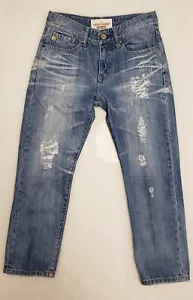 Big Star Vintage 26 Blue Denim Damen Joey Crop Jeans Distressed Ripped Destroyed - Bild 1 von 8