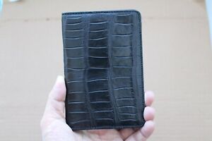 Black Genuine Alligator Crocodile Leather Skin Passport Cover Holder WALLET