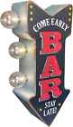 Bar &quot;Come Early Stay Late!&quot; Vintage Inspired Double-Sided Marquee LED Sign Retro