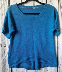 White Stuff Size 14 Blue Short Sleeve Jumper With Cashmere Lambswool & Angora - Picture 1 of 7
