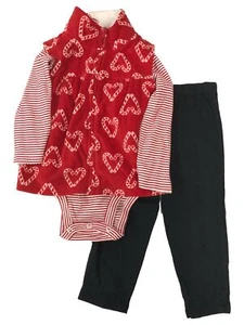 Carters Infant Girls 3pc Candy Cane Vest Creeper & Legging Holiday Outfit 24m - Picture 1 of 3