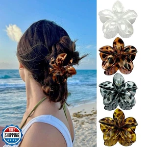 Blume Haarkrallenspangen für Frauen, 4er Pack Hawaii Blume Haarspangen, Plumeria - Bild 1 von 5