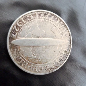 Germany 1930 Silver 3 Reichsmark Graf Zeppelin Flight Weimar Rep Coin KM67 ⭐ - Picture 1 of 5