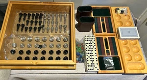 Deluxe 10-in-1 Wooden Games Compendium Set Sealed Chess Backgammon Cribbage Dice - Picture 1 of 11