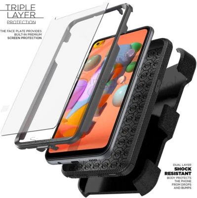 RUGGED FULL BODY TANK Belt Clip Holster Stand Phone Case Cover SCREEN PROTECTOR - Image 1 of 4