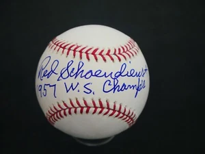 RED SCHOENDIENST SIGNED BASEBALL WITH 1957 W.S. CHAMPS INSCRIPTION JSA COA B1394 - Picture 1 of 7