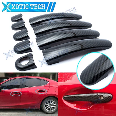 Carbon Fiber Texture Door Handle Cover Decor Trim For VW Jetta MK6 Polo 2010-14 - Image 1 of 4