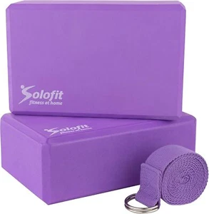 Yoga Blocks (2) with 6ft Strap – High Density EVA Foam for Purple - Picture 1 of 7
