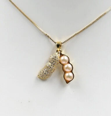 4 mm South Sea Natural Pink 18 " Pearl Peanut Necklace 14k Gold P Foto 1 de 4