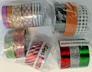 Washi Tape LOT of 15 ROLLS Christmas Halloween Holiday Glitter Orange Green Red - Picture 1 of 4