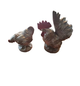 Grande scultura statuina gallina e gallo in ceramica Enesco vintage Giappone modificata - Foto 1 di 9