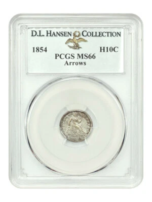 1854 H10C PCGS MS66 (Arrows) ex: D.L. Hansen - Image 1 of 4