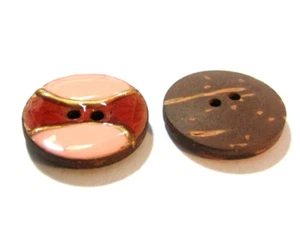 Kokosknopf rund 20 mm rot Emaille Seco Knöpf Natur Modeknopf Nähen,Stricken DIY - Bild 1 von 2