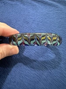 Vtg Handcrafted Kevin O’grady Glass Cuff Bracelet, 5” Long - Picture 1 of 11