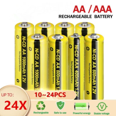 Up to 24x AA/AAA Rechargeable Batteries Ni-CD 1.2V Button Top for Solar Lights - image 1 of 3