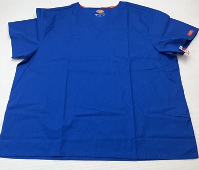 NUEVO Blusa Médica Dickies Unisex 93643 Un Bolsillo Cuello en V Talla 2XL Azul Real XXL Foto 1 de 4