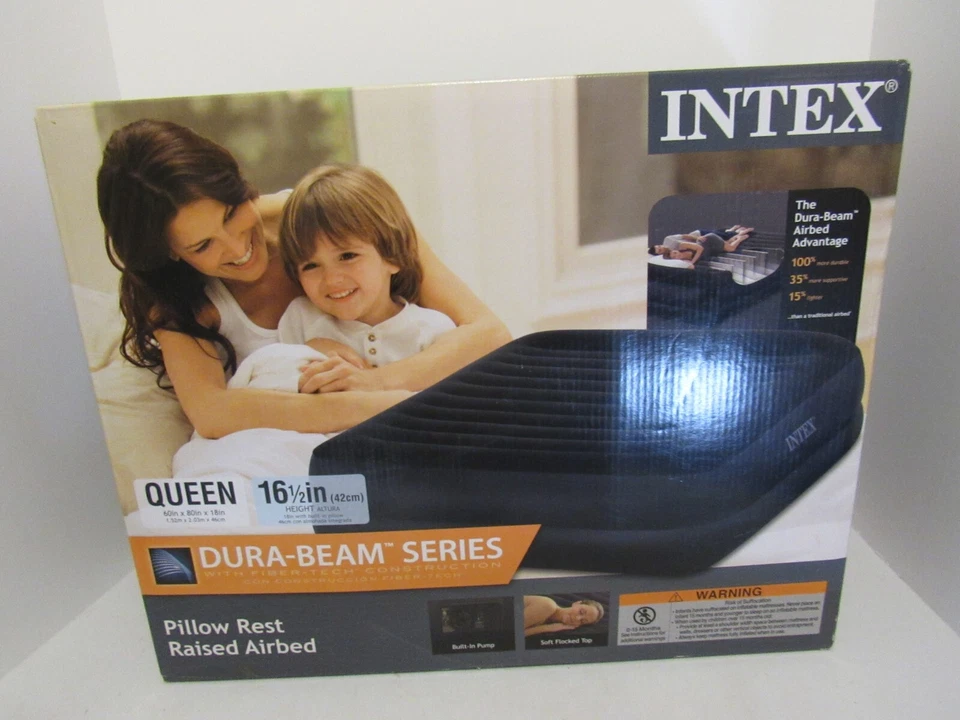 Cama de aire inflable elevada con reposapiés inflable Intex Dura-Beam Series 16,5" tamaño queen Foto 1 de 2