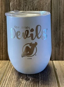 Brand New New Jersey Devils White Iridescent Aluminum Wine Tumbler with Lid - Picture 1 of 2