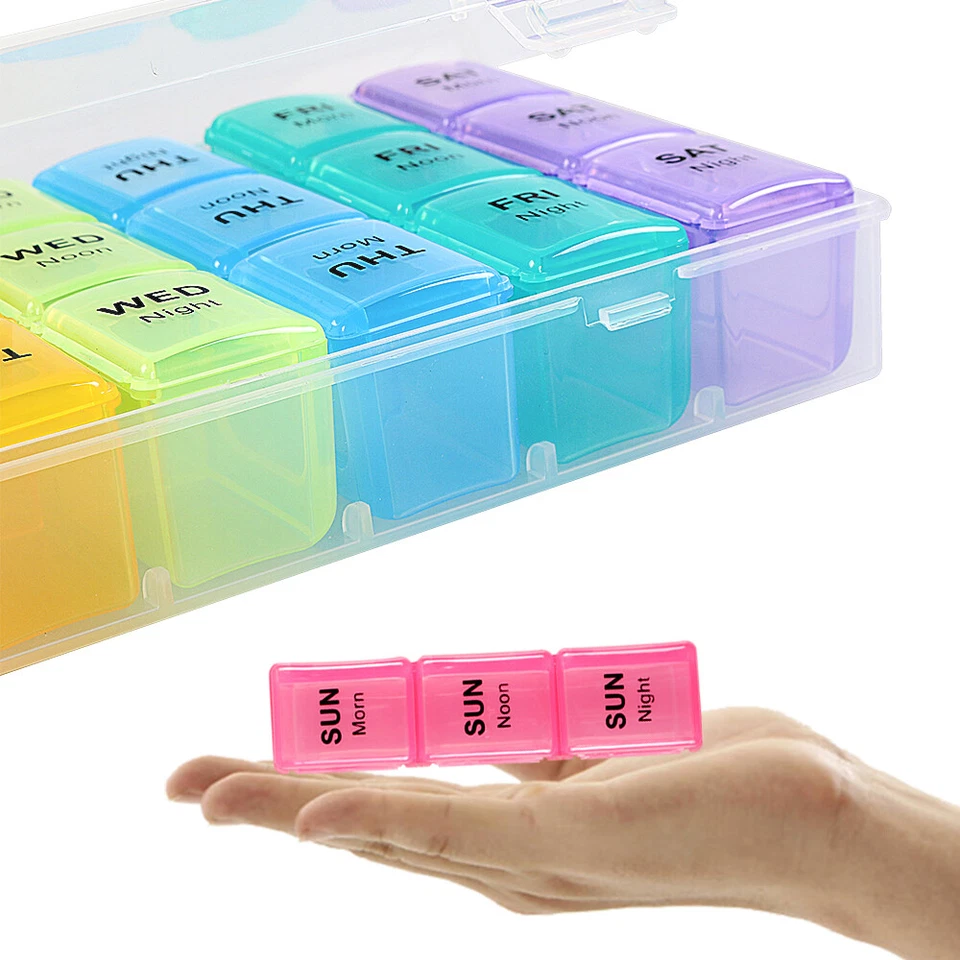 7 Day Pill Box Organizer Weekly Medicine Storage Container Travel Case Portable - Image 1 of 4