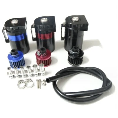 Car Oil Catch Reservoir Breather Can Tank+Filter Kit Universal Racing Engine Foto 1 de 4