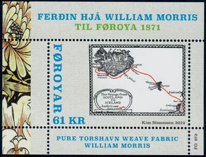FAROE ISLANDS. 2022. 61 Kr. William Morris, souvenir sheet, MNH (BL82) - Picture 1 of 1