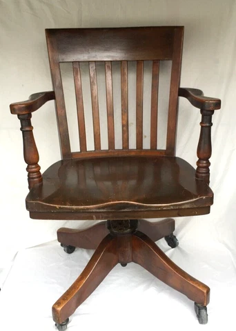 Antique Vintage Johnson Chair Co Lawyers/Bankers Office Solid Wood Chair Cover