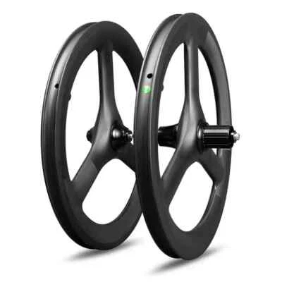 Conjunto de rodas clincher bicicleta de estrada 16 polegadas 349 fibra de carbono 3 raios 40x23mm - Imagem 1 de 4