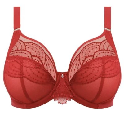Elomi Priya Underwire Plunge Bra EL4550 UK Sizes E-H Haute Red New W/tags $69 - Image 1 of 4