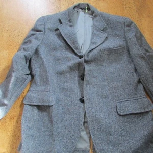 Men's Jos A Bank 40R Charcoal Gray Tweed Wool Jacket or Coat Three Buttons - Picture 1 of 10
