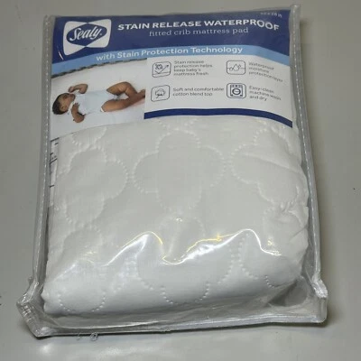 Sealy Stain Released Waterproof Fitted Crib Mattress Pad Comfort Cotton Top - Image 1 of 3