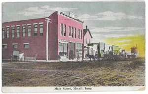 Postal de Merrill, IA Iowa Chapin, IA 1909, escena de la calle principal - Imagen 1 de 3