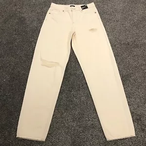 Express Jeans Womens 6 Ivory Relaxed Tapered Straight Mid Rise Light Wash Denim - Picture 1 of 9
