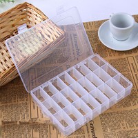 24 Compartments Plastic Clear Box Jewelry Bead Storage Container Craft Organizer