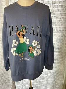 Disney Lilo and Stitch Thin Sweatshirt Ohana Adult Soft Pullover 2X Blue - Picture 1 of 7