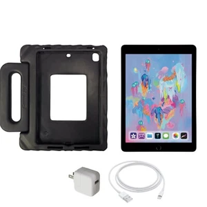 iPad 6th Gen A1893 9.7" 32GB Tablet Space Gray WiFi BUNDLE CASE + CHARGER iOS 17 - Picture 1 of 7