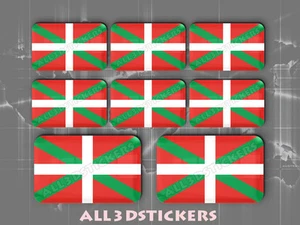 8 x Pegatinas 3D Relieve Bandera Euskadi Pais Vasco Todas las Banderas del MUNDO - Picture 1 of 1