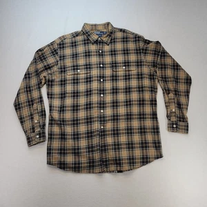 Polo Ralph Lauren Shirt Mens Large Brown Plaid Whitfield Cotton Button Up - Picture 1 of 7