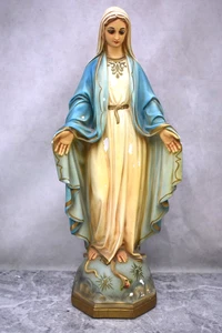 Antica statua in gesso di Maria, Nostra Signora delle Grazie (CA70) calice co - Foto 1 di 15