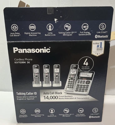 Panasonic KX-TG994 DECT 6.0 Bluetooth 4-Handset Phone Bundle WORKS AS EXPECTED - Image 1 of 4