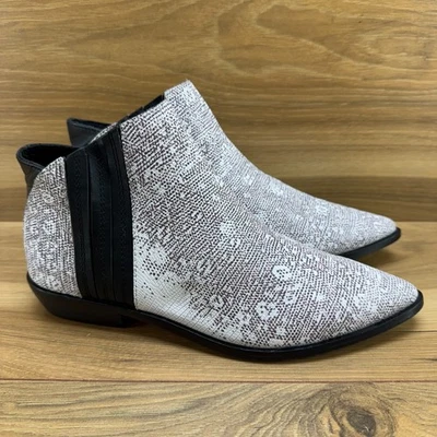 CORDERO L.A.M.B. Botines Mayor Lizard para mujer 6,5 blanco negro estampado cuero Foto 1 de 4