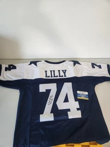 Bob Lilly Dallas Cowboys Legend Blue Jersey HOF inscription, COA Autographed - Picture 1 of 4