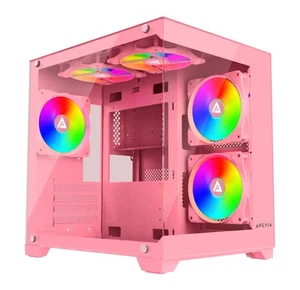 Prism-Pk Prism Micro-Atx Gaming PC Cube Case W/ 5X 120Mm ARGB Fans, 366 RGB Mode - Picture 1 of 7