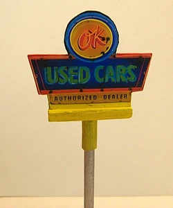 1/18, 1/24 Scale Diorama Vintage OK Used Cars 2-Sided Neon Looking Sign - Picture 1 of 8