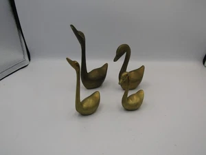 Vintage Schwan Figuren massiv Messing 4er Set - Mid Century Modern Deko - Bild 1 von 4