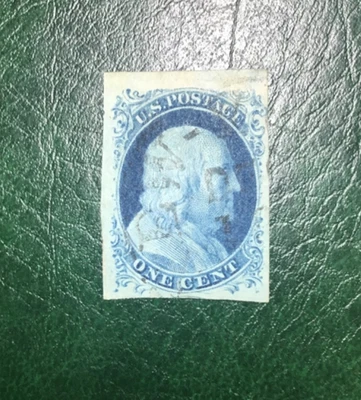 EE. UU. #9 1c Franklin Azul Tipo IV Imperforado Usado En estado bastante bueno Jumbo Certificado PSE (1852) Foto 1 de 4